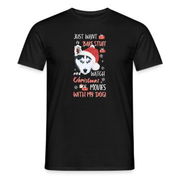 Husky Joyeux Noël - T-shirt homme - noir - Devant - AI Model Male 178 light (178cm)