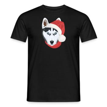 Husky Joyeux Noël - T-shirt homme - noir - Devant - AI Model Male 178 light (178cm)