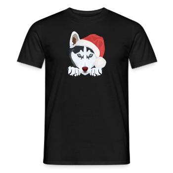 Husky Joyeux Noël - T-shirt homme - noir - Devant - AI Model Male 178 light (178cm)