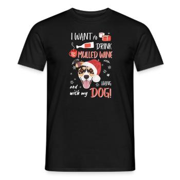 Jack Russell Terrier Vin chaud Noël - T-shirt homme - noir - Devant - AI Model Male 178 light (178cm)