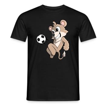 Löwe spielt Fußball Fußballer - Männer T-Shirt - Schwarz - Vorne - AI Model Male 178 light (178cm)