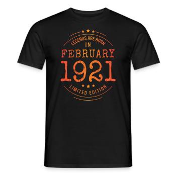 Geburtstag Februar 1921 Limited Edition Vintage - Männer T-Shirt - Schwarz - Vorne - AI Model Male 178 light (178cm)