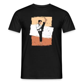 Lustige Retro Karate Kampf Sport Design Geschenk - Männer T-Shirt - Schwarz - Vorne - AI Model Male 178 light (178cm)