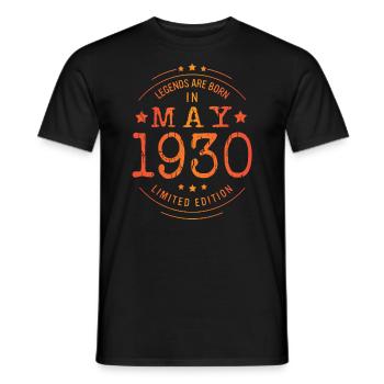 Birthday May 1930 Limited Edition Vintage - Men's T-Shirt - black - Front - AI Model Male 178 light (178cm)