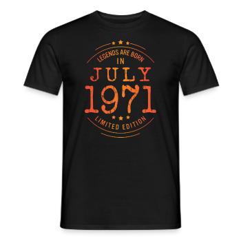 Anniversaire Juillet 1971 Edition Limitée Millésime - T-shirt homme - noir - Devant - AI Model Male 178 light (178cm)