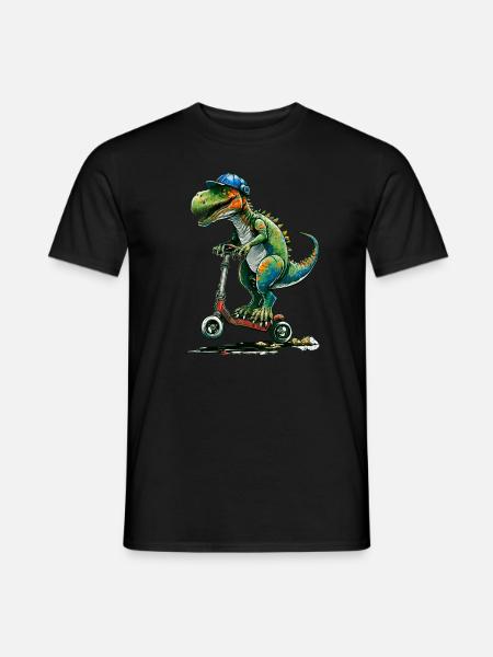 Stuntscooter Dinosaurier - Männer T-Shirt - Schwarz