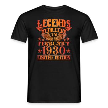 Anniversaire Février 1930 Edition Limitée Millésime - T-shirt homme - noir - Devant - AI Model Male 178 light (178cm)