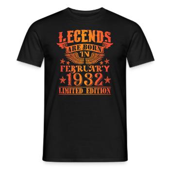 Anniversaire Février 1932 Edition Limitée Millésime - T-shirt homme - noir - Devant - AI Model Male 178 light (178cm)
