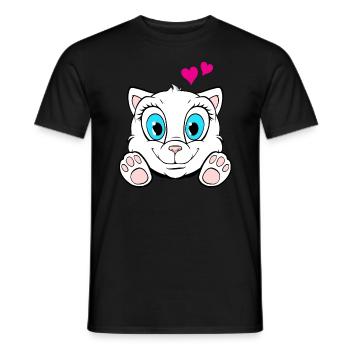 Chaton - chat mignon avec des cœurs - T-shirt homme - noir - Devant - AI Model Male 178 light (178cm)