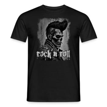 Rock'n'Roll Horror Punk Zombie Skull - Men's T-Shirt - black - Front - AI Model Male 178 light (178cm)