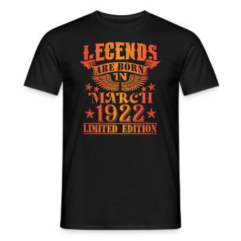 Anniversaire Mars 1922 Edition Limitée Millésime - T-shirt homme - noir - Devant - AI Model Male 178 light (178cm)