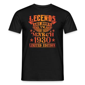 Anniversaire Mars 1930 Edition Limitée Millésime - T-shirt homme - noir - Devant - AI Model Male 178 light (178cm)
