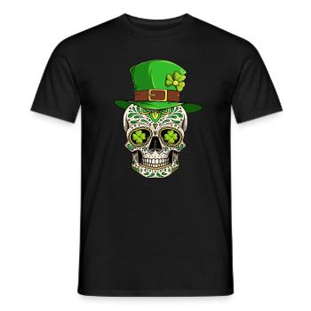 Sugar Skull Irish Irland Kleeblatt St Patricks Day - Männer T-Shirt - Schwarz - Vorne - AI Model Male 178 light (178cm)