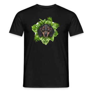 Tropical Dachshund - Men's T-Shirt - black - Front - AI Model Male 178 light (178cm)