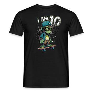 Children birthday 10 years - skater monkey - Men's T-Shirt - black - Front - AI Model Male 178 light (178cm)