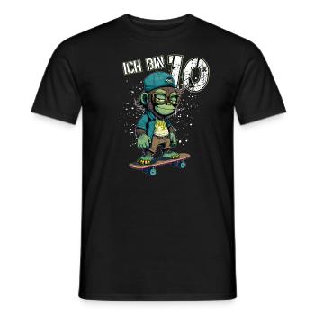 Kinder Geburtstag 10 Jahre - Skater Affe - Männer T-Shirt - Schwarz - Vorne - AI Model Male 178 light (178cm)