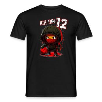Children's birthday 12 years - Basketball and Ninjas - Men's T-Shirt - black - Front - AI Model Male 178 light (178cm)