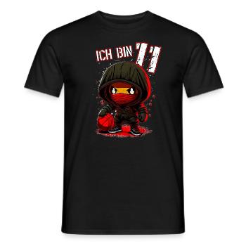 Anniversaire des enfants 11 ans - Basketball et Ninjas - T-shirt homme - noir - Devant - AI Model Male 178 light (178cm)