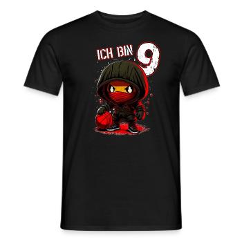 Anniversaire des enfants 9 ans - Basketball et Ninjas - T-shirt homme - noir - Devant - AI Model Male 178 light (178cm)
