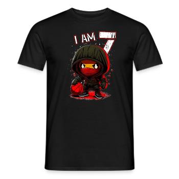 Anniversaire des enfants 7 ans - basketball et ninjas - T-shirt homme - noir - Devant - AI Model Male 178 light (178cm)