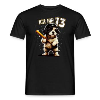 Kinder Geburtstag 13 Jahre - Baseball und Hunde - Männer T-Shirt - Schwarz - Vorne - AI Model Male 178 light (178cm)
