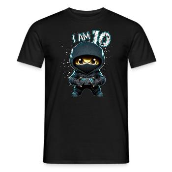 Children birthday 10 years - video games and - Men's T-Shirt - black - Front - AI Model Male 178 light (178cm)
