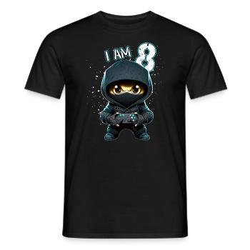 Children birthday 8 years - video games and gamers - Männer T-Shirt - Schwarz - Vorne - AI Model Male 178 light (178cm)
