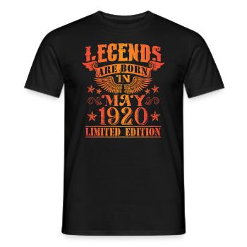 Geburtstag Mai 1920 Limited Edition Vintage - Männer T-Shirt - Schwarz - Vorne - AI Model Male 178 light (178cm)