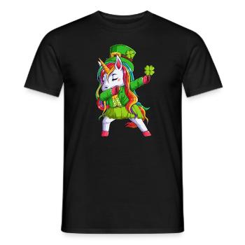 Licorne irlandaise Trèfle vert Saint-Patrick - T-shirt homme - noir - Devant - AI Model Male 178 light (178cm)