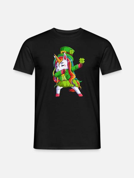 Irish Einhorn Grün Kleeblatt St Patricks Day - Männer T-Shirt - Schwarz