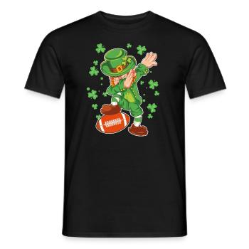 St Patricks Day Football Green Dabbing Leprechaun - Men's T-Shirt - black - Front - AI Model Male 178 light (178cm)