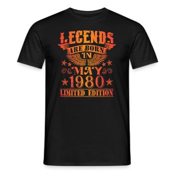 Anniversaire Mai 1980 Edition Limitée Millésime - T-shirt homme - noir - Devant - AI Model Male 178 light (178cm)