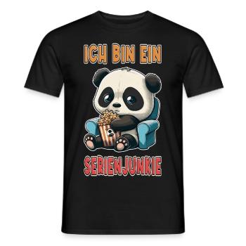 Serienjunkie Serienmarathon Panda Popcorn Couch - Männer T-Shirt - Schwarz - Vorne - AI Model Male 178 light (178cm)