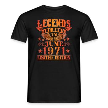 Anniversaire Juin 1971 Edition Limitée Millésime - T-shirt homme - noir - Devant - AI Model Male 178 light (178cm)