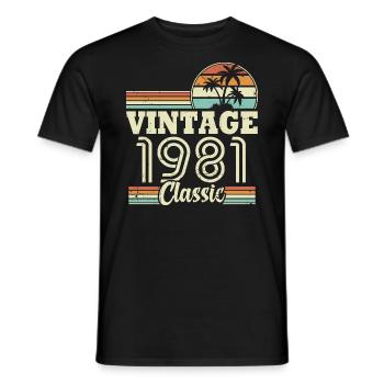 Vintage 1981 Classic, Cadeau D'anniversaire 42 Ans - T-shirt homme - noir - Devant - AI Model Male 178 light (178cm)