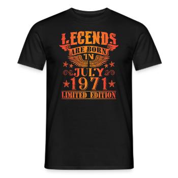 Anniversaire Juillet 1971 Edition Limitée Millésime - T-shirt homme - noir - Devant - AI Model Male 178 light (178cm)