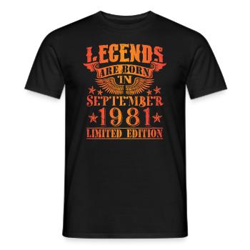 Birthday September 1981 Limited Edition Vintage - Men's T-Shirt - black - Front - AI Model Male 178 light (178cm)