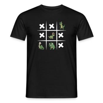 Tic-Tac-Toe - Dino - T-Rex - Dinosaures - T-shirt homme - noir - Devant - AI Model Male 178 light (178cm)