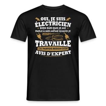Oui, Je Suis Électricien Humour Cadeau - T-shirt homme - noir - Devant - AI Model Male 178 light (178cm)