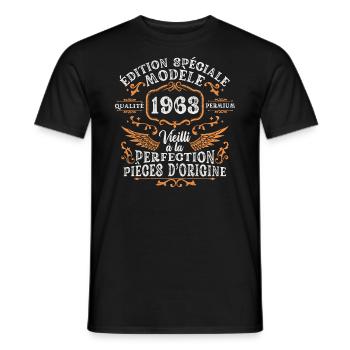 Rétro Cadeau Anniversaire 60 Ans Homme Femme 1963 - T-shirt homme - noir - Devant - AI Model Male 178 light (178cm)