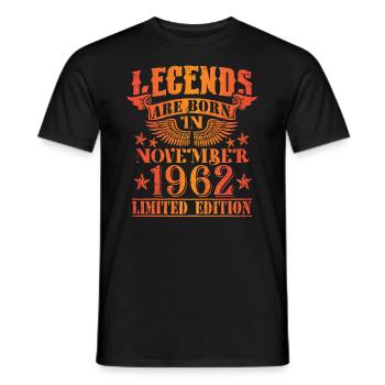 Anniversaire Novembre 1962 Edition Limitée Millésime - T-shirt homme - noir - Devant - AI Model Male 178 light (178cm)