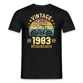 Oldtimer-Biker geboren April 1983 40-jähriges Jubiläum - Männer T-Shirt - Schwarz - Vorne - AI Model Male 178 light (178cm)