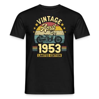 Oldtimer-Biker geboren April 1953 70-jähriges Jubiläum - Männer T-Shirt - Schwarz - Vorne - AI Model Male 178 light (178cm)