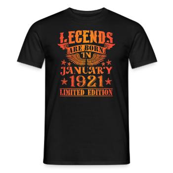 Geburtstag Januar 1921 Limited Edition Vintage - Männer T-Shirt - Schwarz - Vorne - AI Model Male 178 light (178cm)