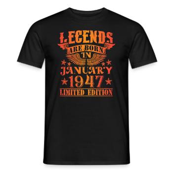 Birthday January 1947 Limited Edition Vintage - Men's T-Shirt - black - Front - AI Model Male 178 light (178cm)
