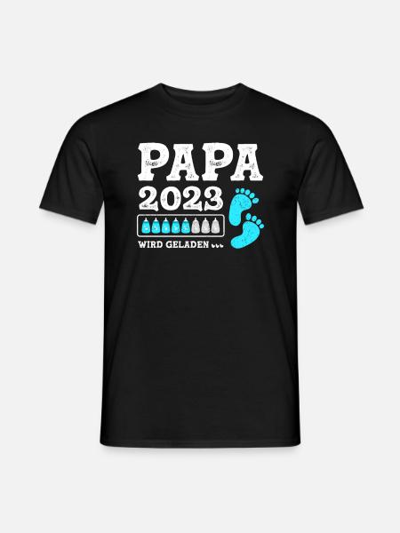 Vater 2023 Werdender Papa Loading 2023 - Männer T-Shirt - Schwarz