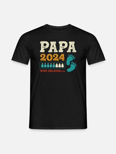 Vater 2024 Werdender Papa Loading 2024 - Männer T-Shirt - Schwarz