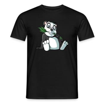 Cute panda bear with bamboo - Men's T-Shirt - black - Front - AI Model Male 178 light (178cm)