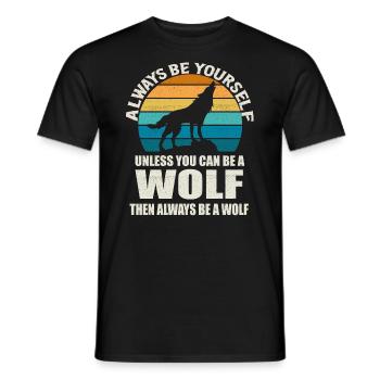 Toujours être toi-même Wolf Sunset - T-shirt homme - noir - Devant - AI Model Male 178 light (178cm)