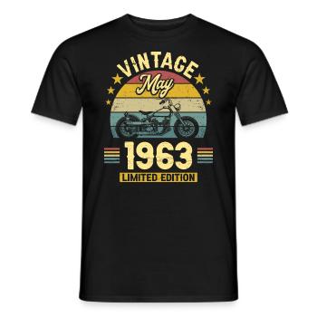 Oldtimer-Biker Jahrgang Mai 1963 60-jähriges Jubiläum - Männer T-Shirt - Schwarz - Vorne - AI Model Male 178 light (178cm)
